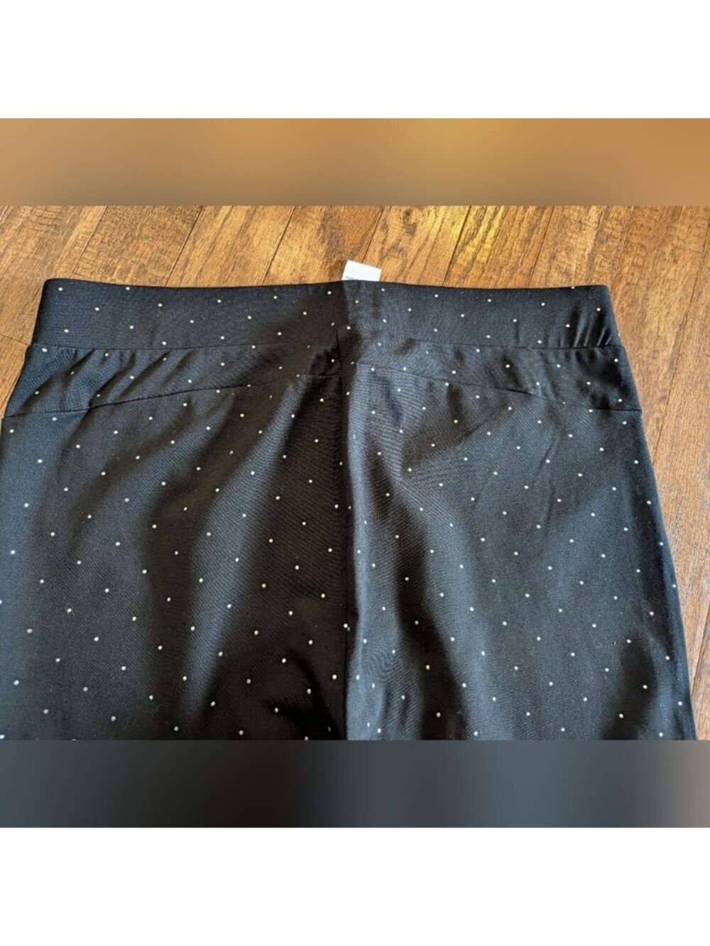 Carmen Marc Valvo 2X Black Silver polka dot Pull On Ankle Pants pixie pants - Picture 7 of 12